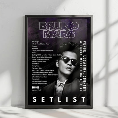 Bruno Mars Setlist Poster - Estádio Olímpico Nilton Santos, Rio de Janeiro - October 19th, 2024