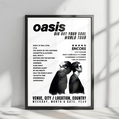 Oasis Setlist Poster - Scottish Exhibition and Conference Centre, Glasgow - November 4th, 2008