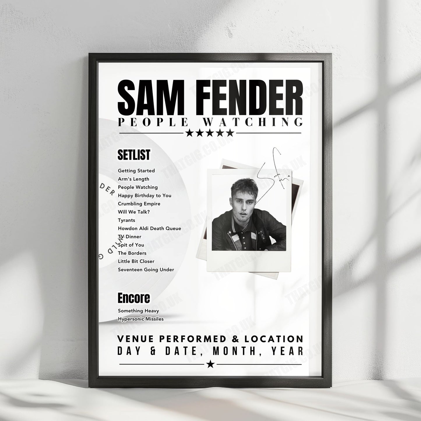 Sam Fender Setlist Poster - Place Bell, Laval - October 1st, 2025
