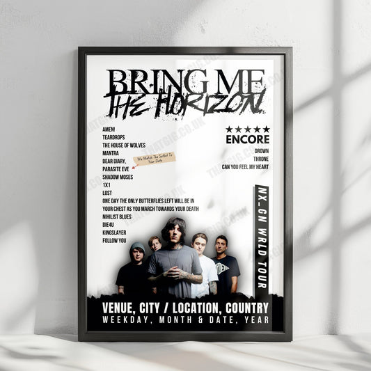 Bring Me the Horizon Setlist Poster - Provinssi 2024, Seinäjoki, Finland - June 28th, 2024