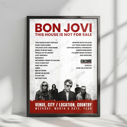 Bon Jovi Setlist Poster - Count Basie Theatre, Red Bank - October 1st, 2016