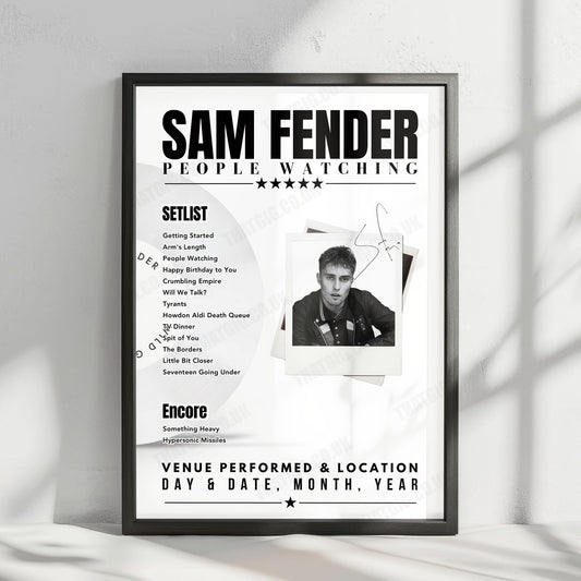 Sam Fender Setlist Poster - Blue Stage, Neuhausen ob Eck - June 22nd, 2025