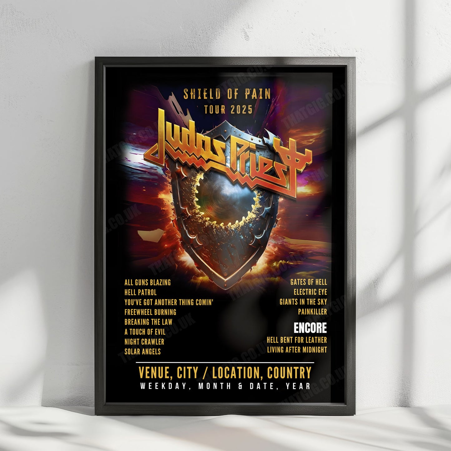 Judas Priest Setlist Poster - Cynthia Woods Mitchell Pavilion, The Woodlands - October 26th, 2025