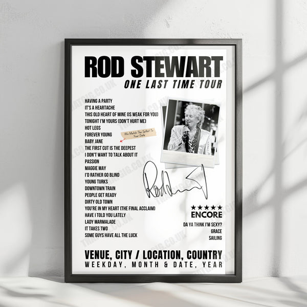 Rod Stewart Setlist Poster - Le Zénith, Paris, France - June 30th, 2024