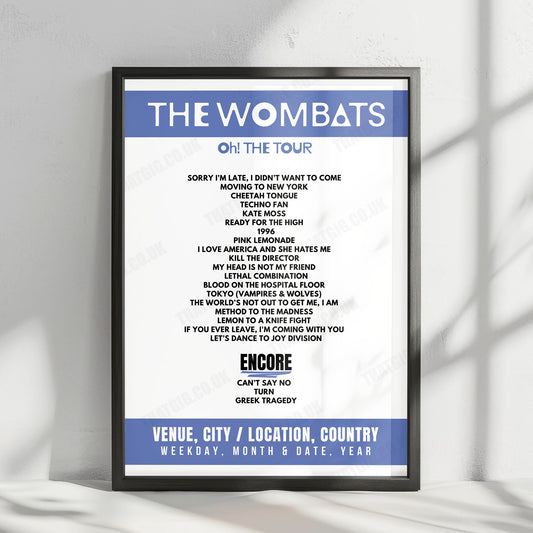 The Wombats Setlist Poster - Tonhalle, Munich - April 3rd, 2025
