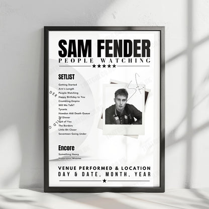 Sam Fender Setlist Poster - The Anthem, Washington - September 23rd, 2025