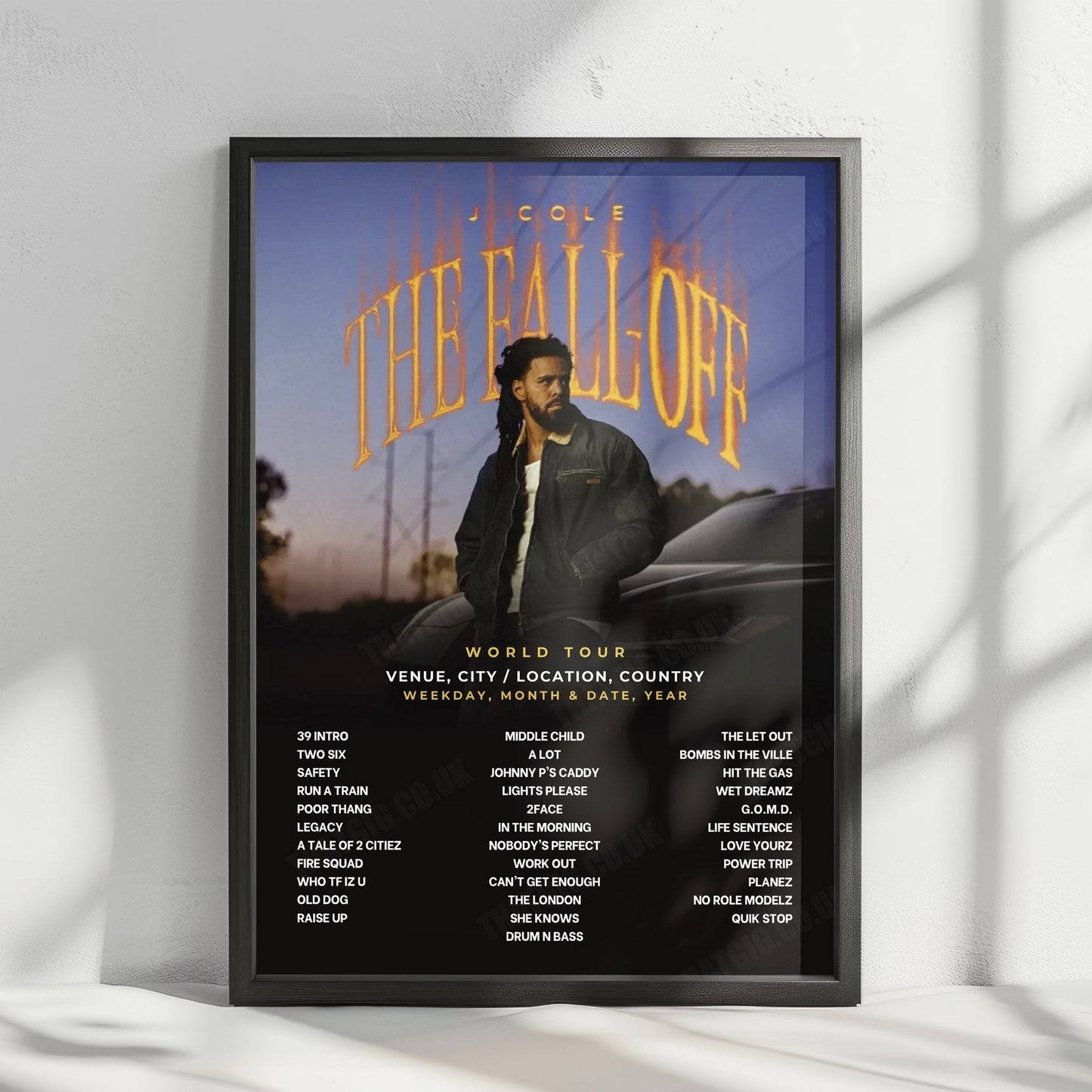 J. Cole Setlist Poster - CFG Bank Arena, Baltimore - July 23rd, 2026