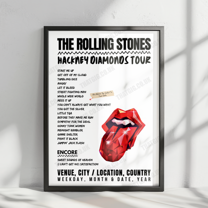 The Rolling Stones Setlist Poster – Levi's Stadium, Santa Clara, CA, USA – July 17th, 2024