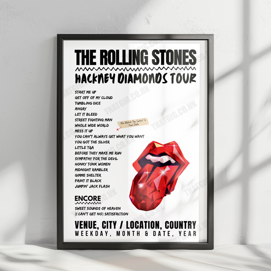 The Rolling Stones Setlist Poster – Levi's Stadium, Santa Clara, CA, USA – July 17th, 2024