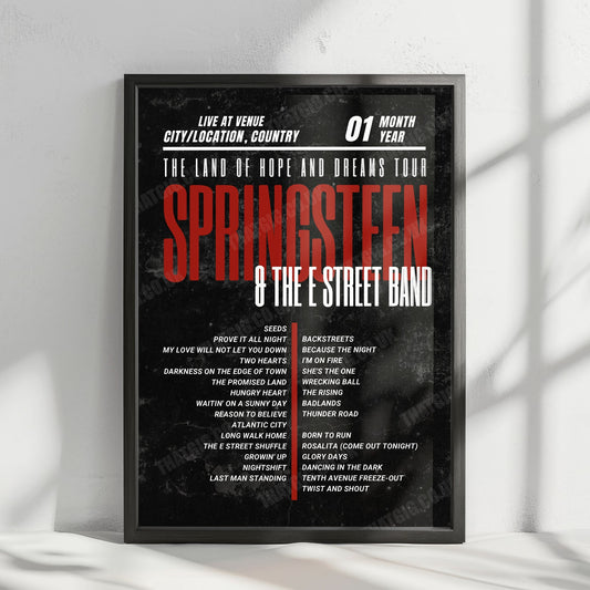 Bruce Springsteen Setlist Poster - Prudential Center, Newark - April 20th, 2026
