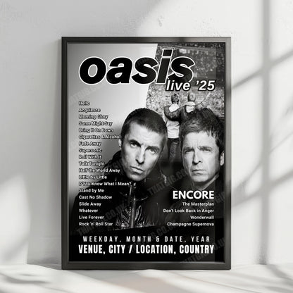 Oasis Setlist Poster - Heaton Park, Manchester - July 16th, 2025