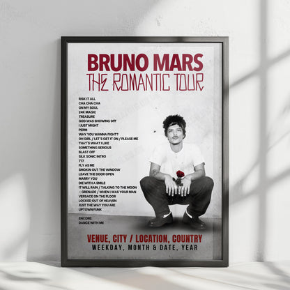 Bruno Mars Setlist Poster - Tokyo Dome, Tokyo - January 28th, 2027