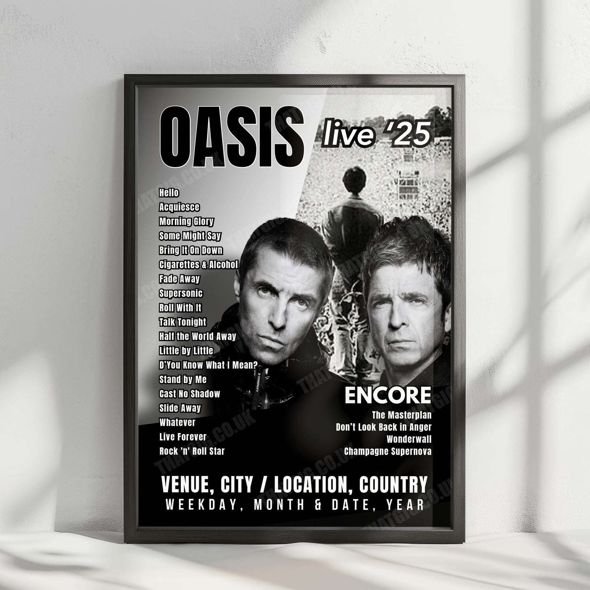 Oasis Setlist Poster - Heaton Park, Manchester - July 19th, 2025