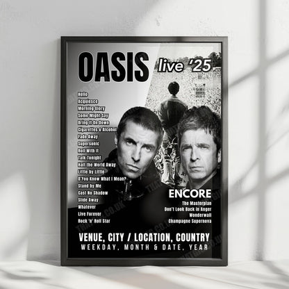 Oasis Setlist Poster - Heaton Park, Manchester - July 19th, 2025