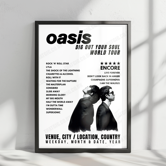 Oasis Setlist Poster - Aberdeen Exhibition and Conference Centre, Aberdeen - November 1st, 2008