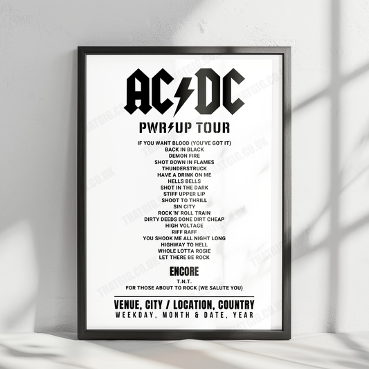 AC/DC Setlist Poster - Vajnory Airport, Bratislava - July 21st, 2024