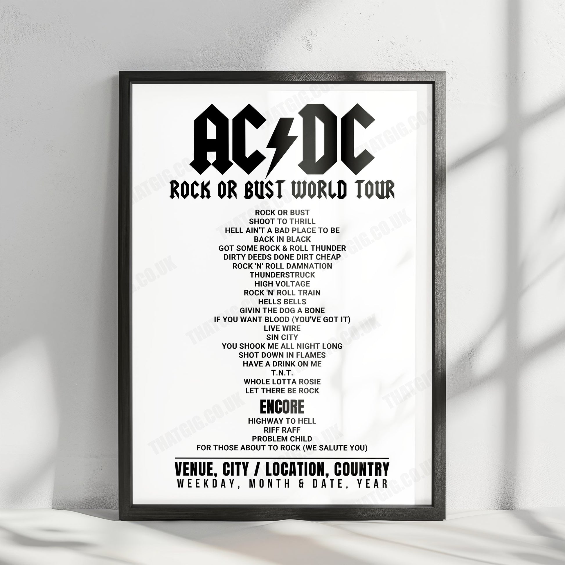 AC/DC Setlist Poster - Aviva Stadium, Dublin - July 1st, 2015