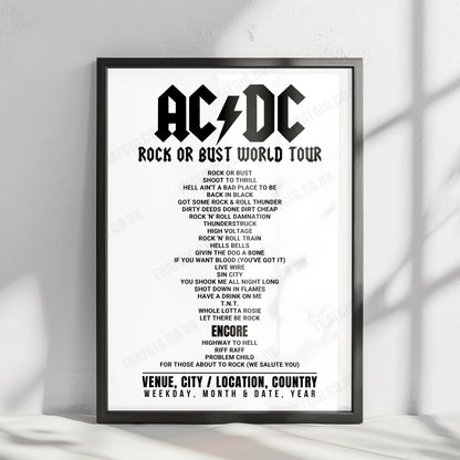 AC/DC Setlist Poster - Aviva Stadium, Dublin - July 1st, 2015