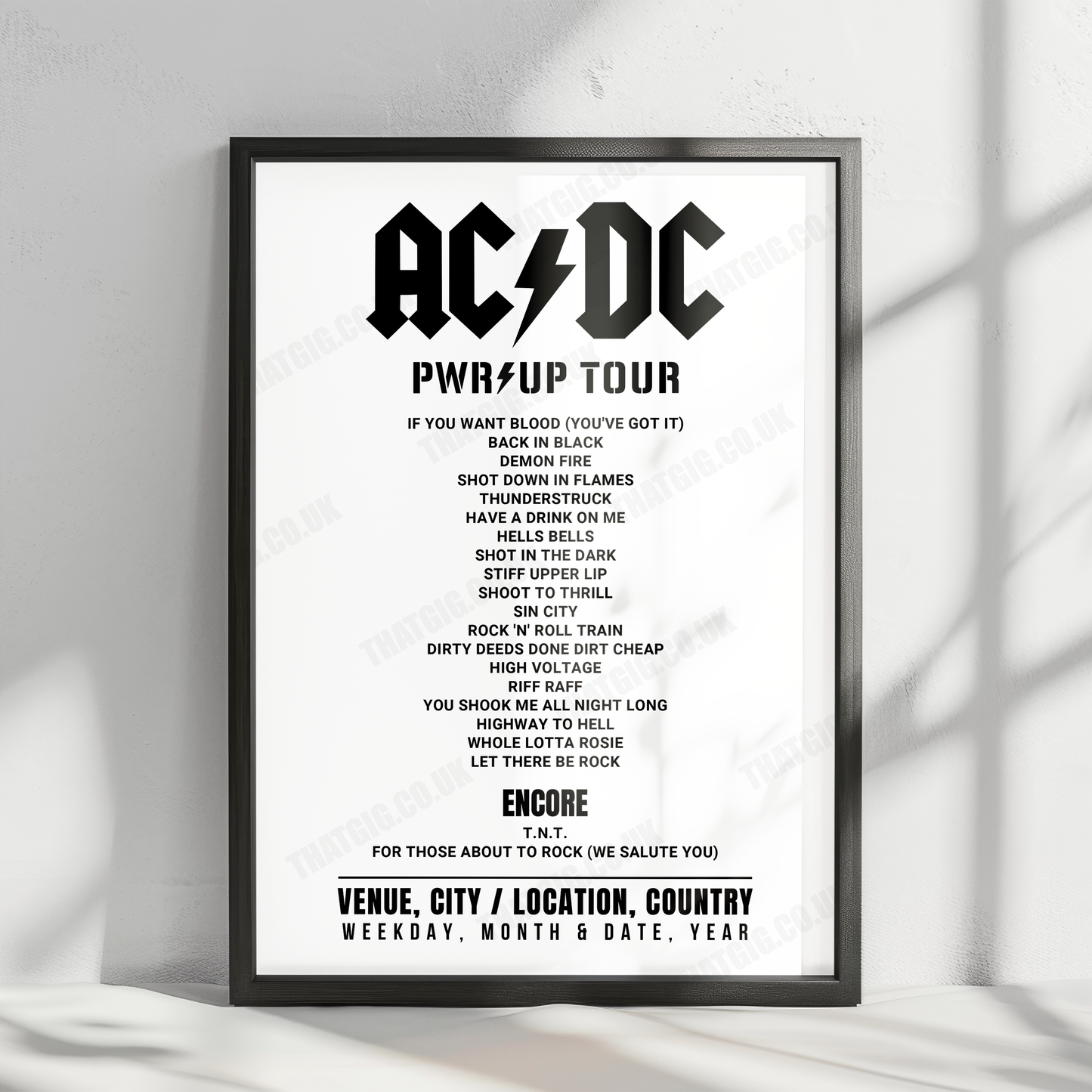 AC/DC Setlist Poster - Festivalterrein Stenehei, Dessel - August 9th, 2024