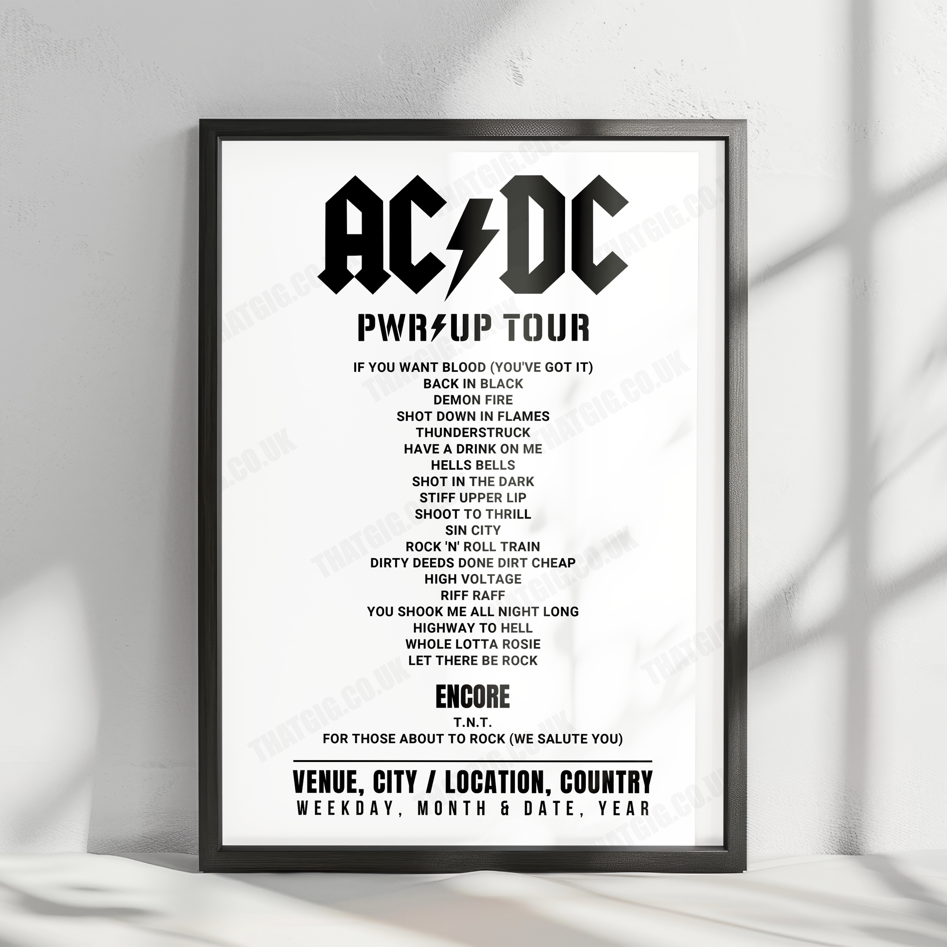 AC/DC Setlist Poster - Festivalterrein Stenehei, Dessel - August 9th, 2024