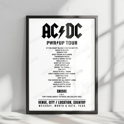 AC/DC Setlist Poster - Festivalterrein Stenehei, Dessel - August 9th, 2024