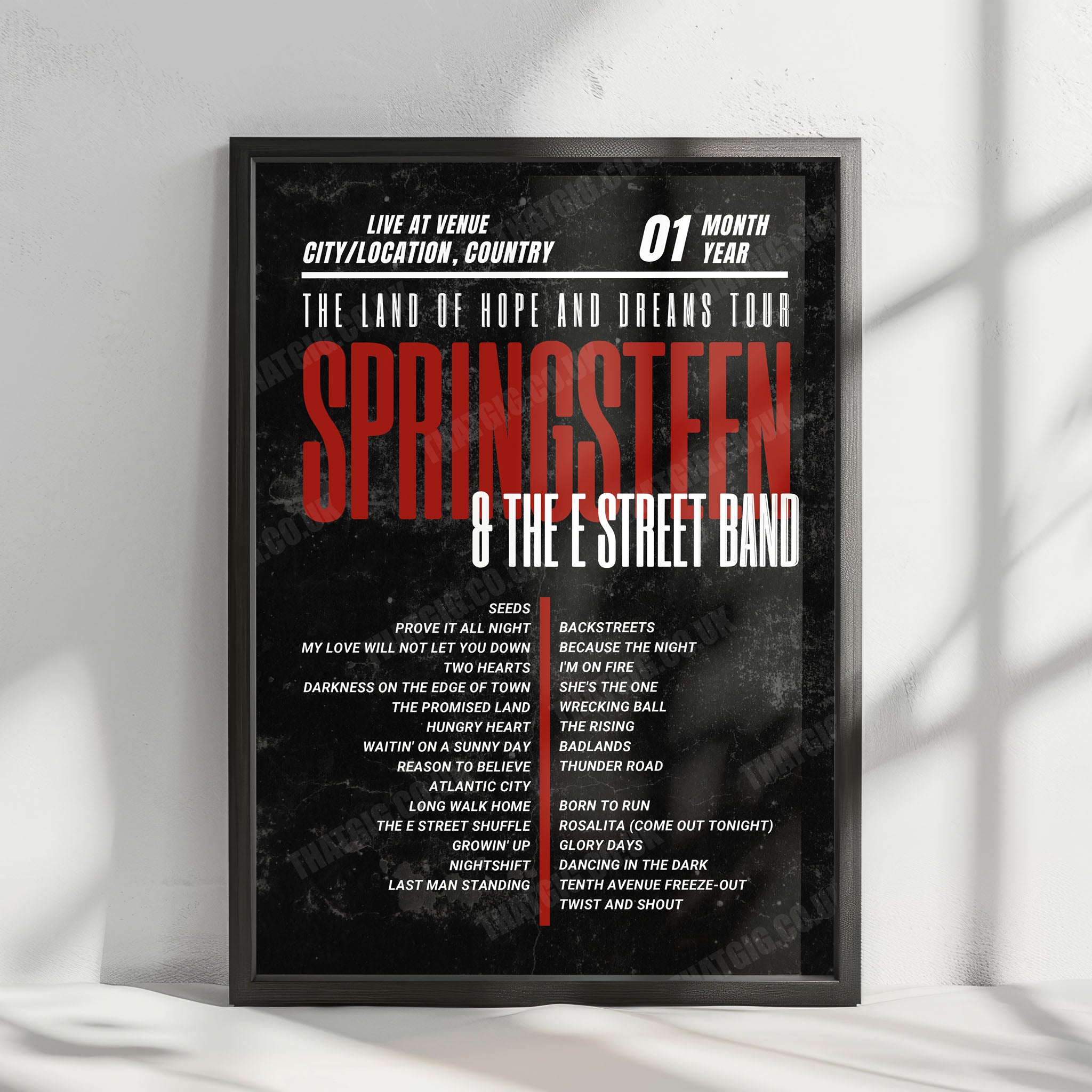 Bruce Springsteen Setlist Poster - Co-op Live, Manchester | May 14th ...
