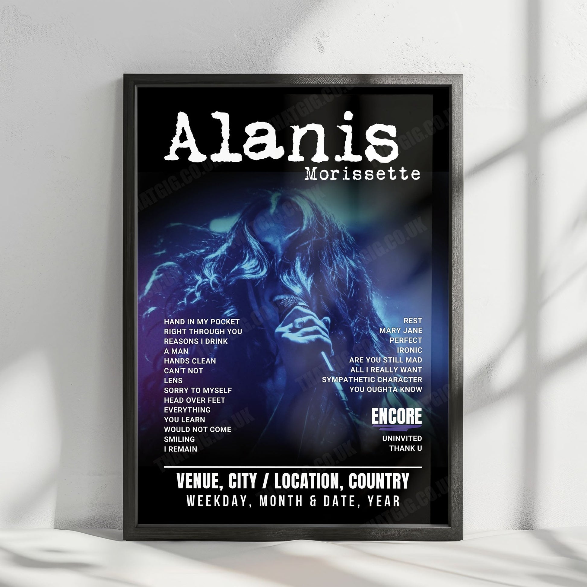 Alanis Morissette Setlist Poster - The Colosseum, Las Vegas - October 22nd, 2025