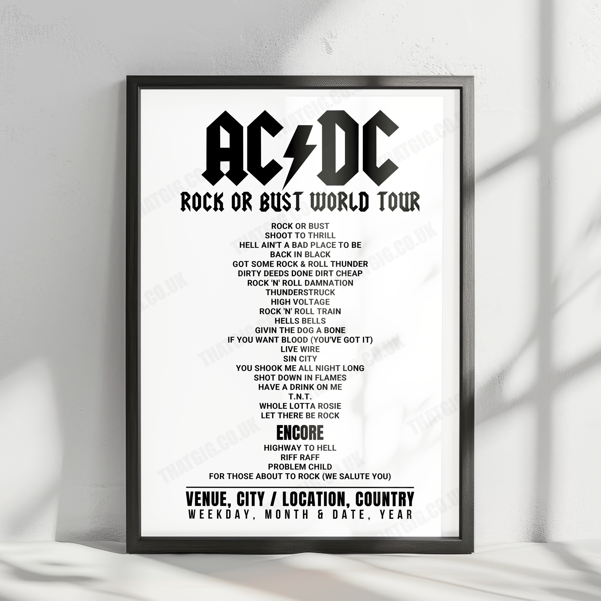 AC/DC Setlist Poster - Red Bull Arena, Leipzig - June 1st, 2016