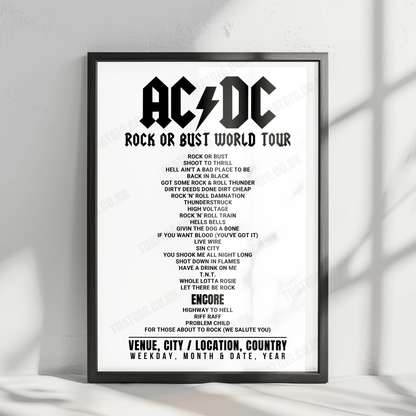 AC/DC Setlist Poster - Red Bull Arena, Leipzig - June 1st, 2016