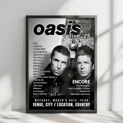 Oasis Setlist Poster - MetLife Stadium, East Rutherford - September 1st, 2025