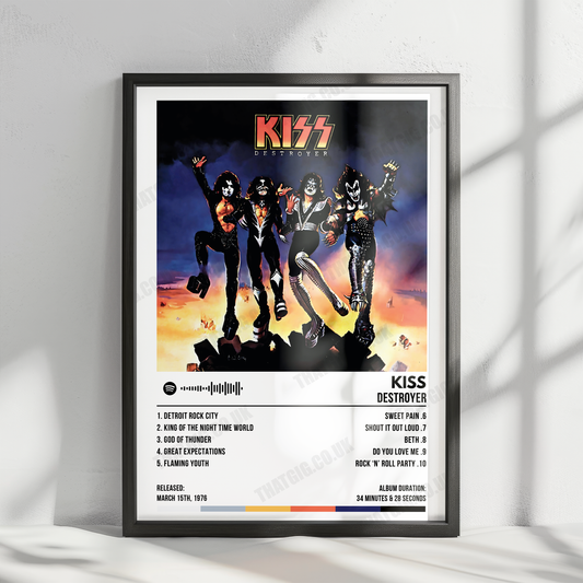 Kiss "Destroyer" Album Cover Poster - with Complete Tracklist