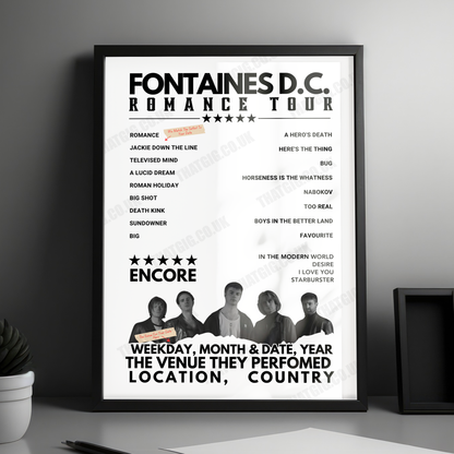 Fontaines D.C. Setlist Poster - 3Arena, Dublin, Ireland - December 7th, 2024