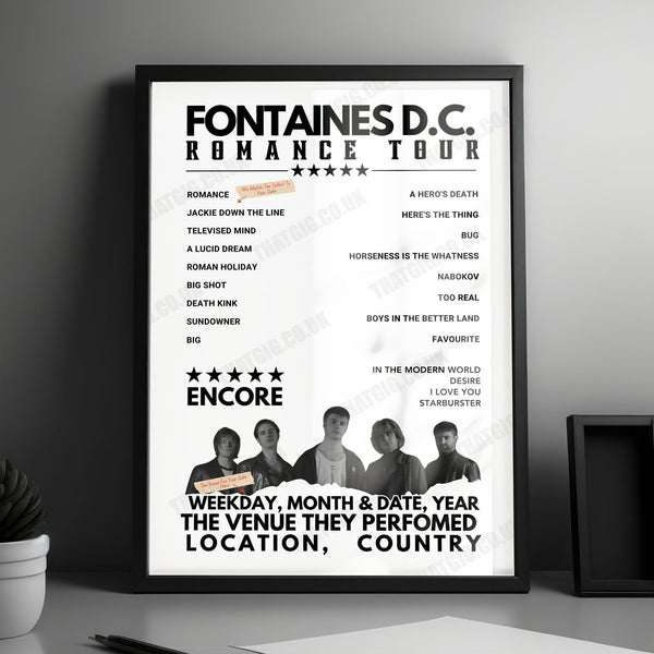 Fontaines D.C. Setlist Poster - MTELUS, Montreal, Canada - October 12th, 2024
