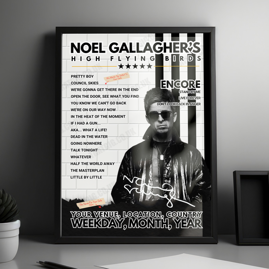Noel Gallagher High Flying Birds Setlist Poster - Peak District National Park, Pikehall - August 4th, 2024