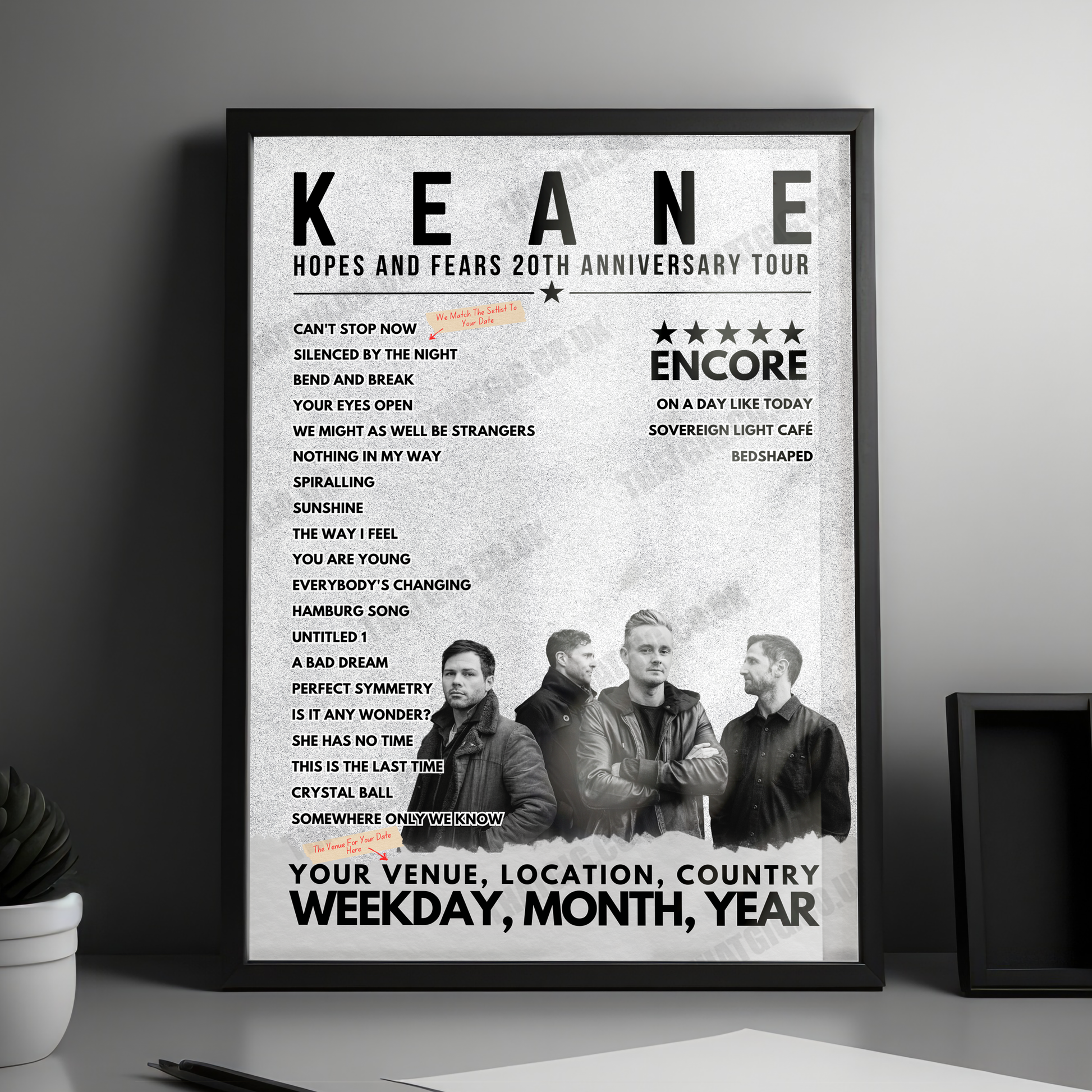 Keane Setlist Poster - Co-op Live, Manchester - October 19th, 2024
