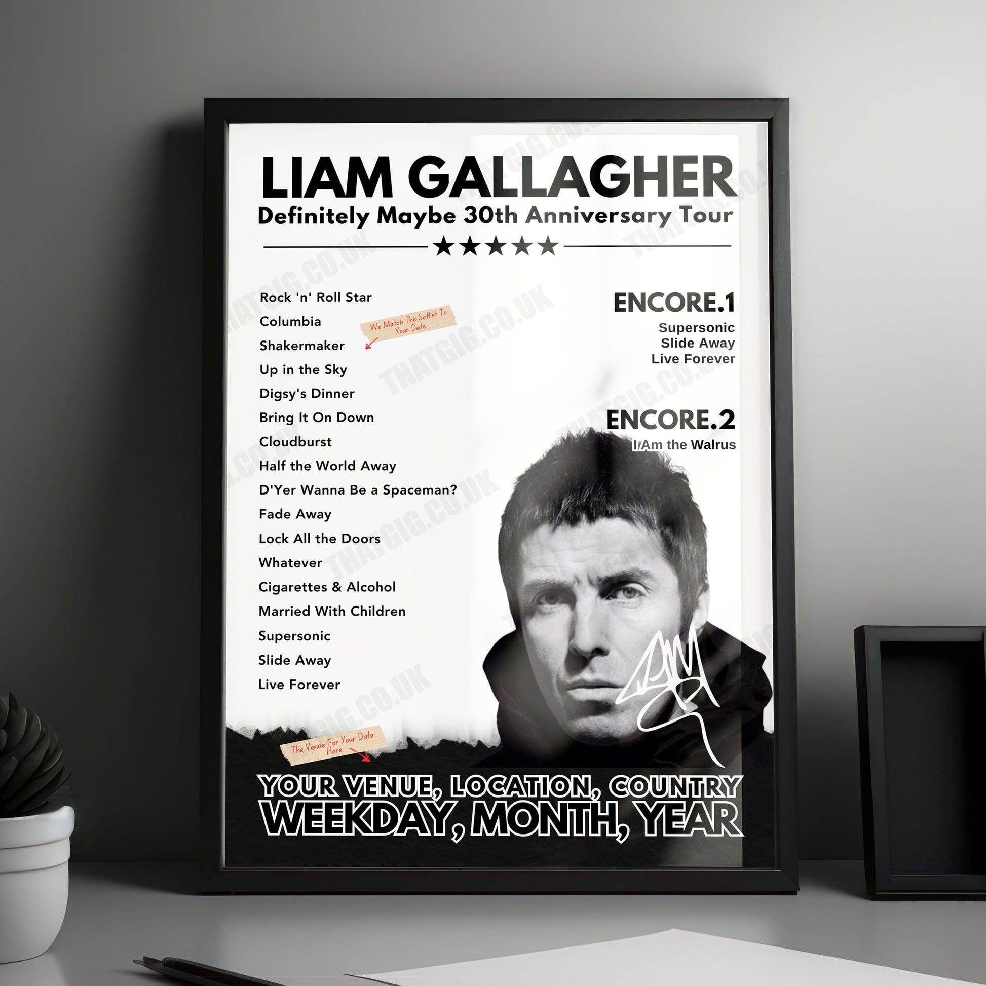 Liam Gallagher Setlist Poster - Ziggo Dome, Amsterdam - February 7th, 2020