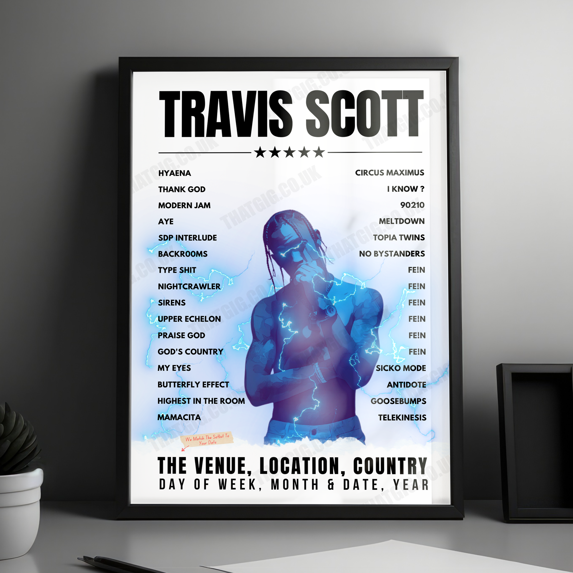 Travis Scott Setlist Poster - Wireless Festival, England - July 8th, 2023
