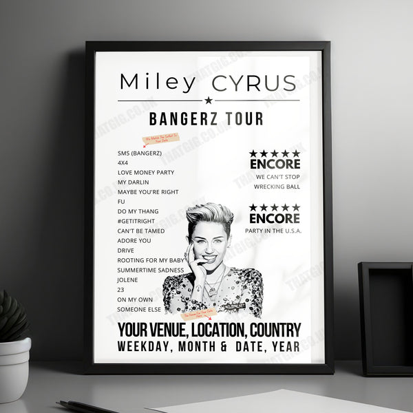 Miley Cyrus Setlist Poster - Chateau Marmont, Los Angeles - November 21st, 2023