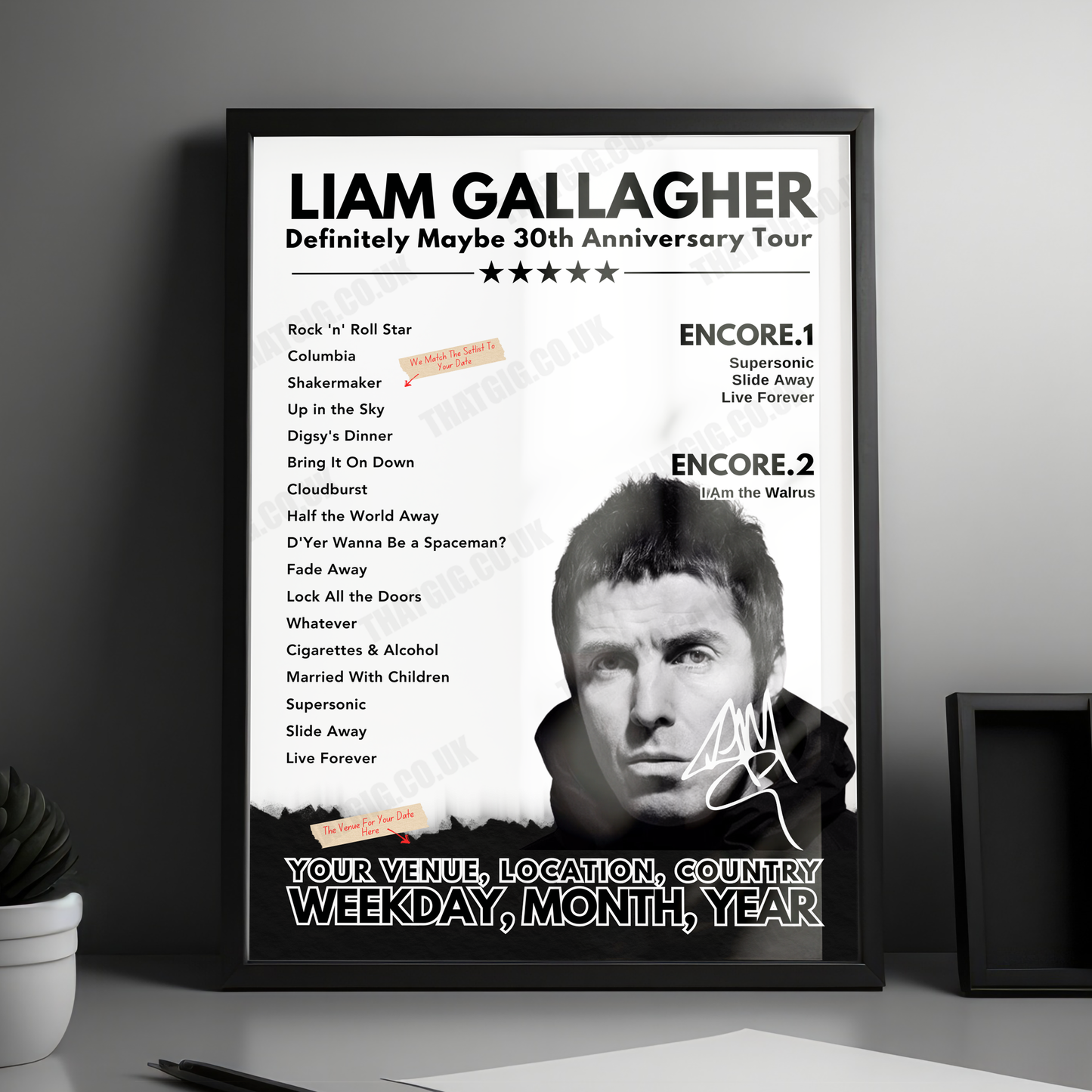 Liam Gallagher Setlist Poster - Festivalplatz, Mayrhofen - April 13th, 2018