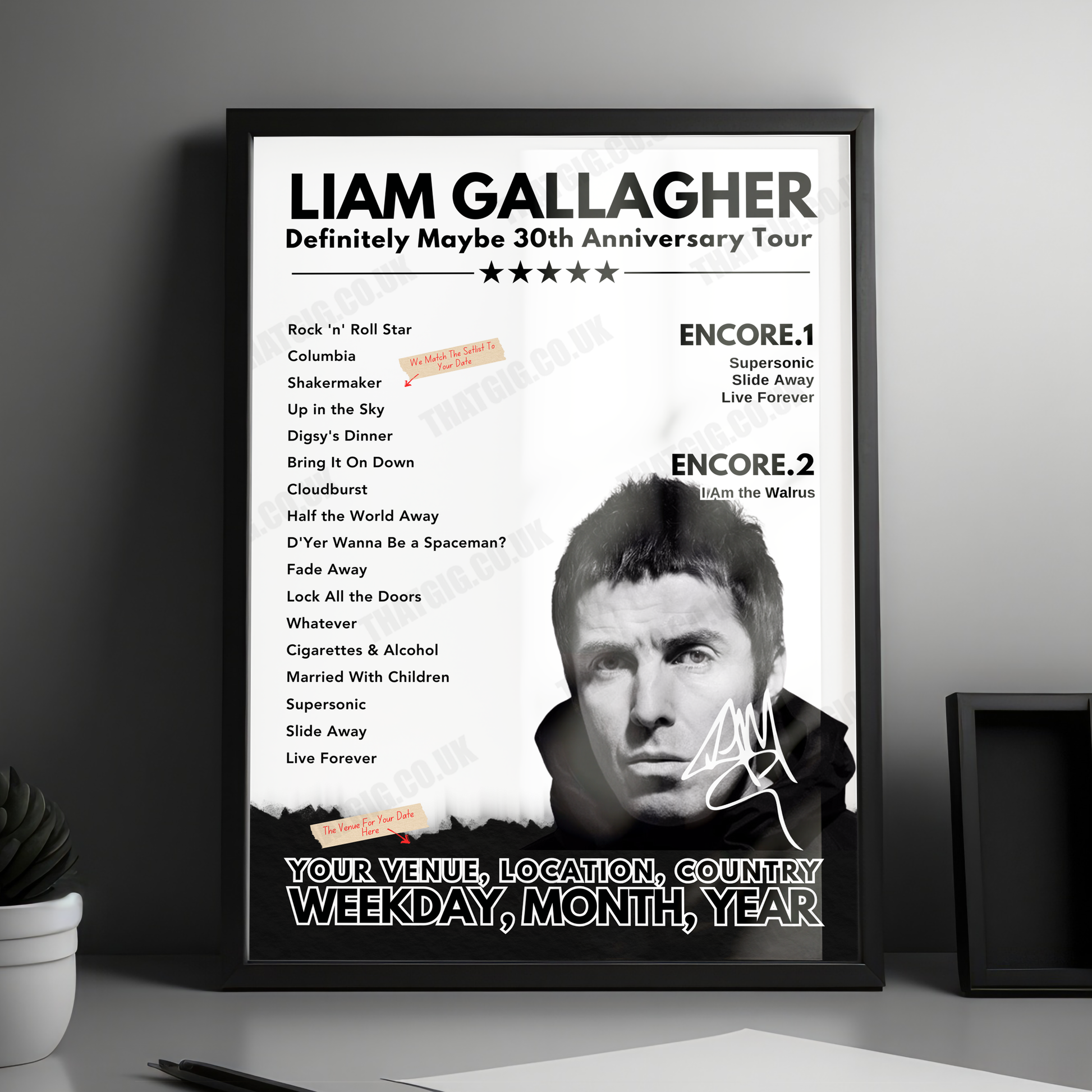 Liam Gallagher Setlist Poster - Festivalplatz, Mayrhofen - April 13th, 2018