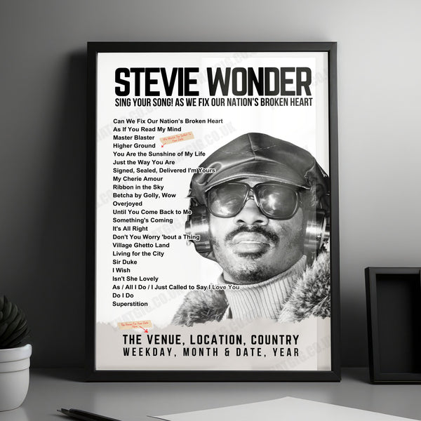 The Wonder Of Stevie Setlist Poster - Borough Hall Godalming - March 16th, 2024