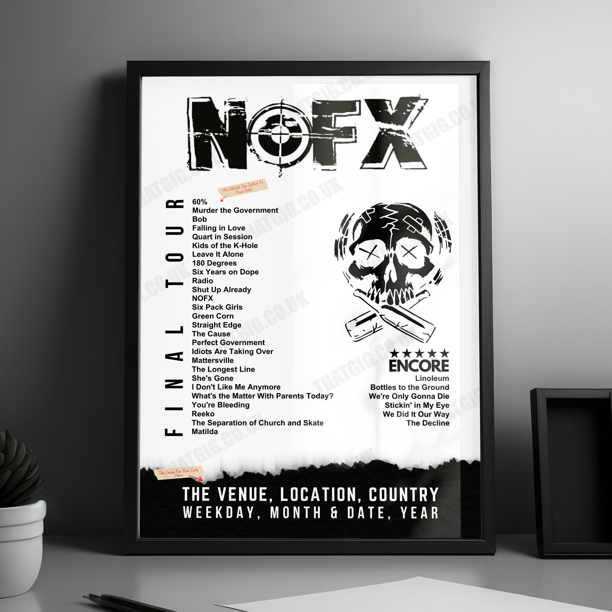 NOFX Setlist Poster - Berth 46, Los Angeles - October 6th, 2024