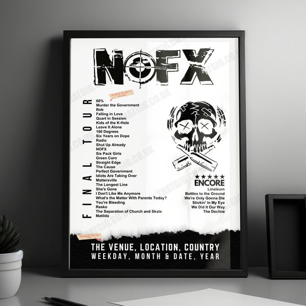 NOFX Setlist Poster - National Western Center Yards, Denver - July 21st, 2024