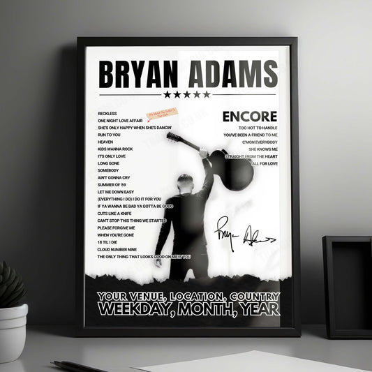 Bryan Adams Setlist Poster - Bergenhus Festning, Bergen - June 26th, 2024