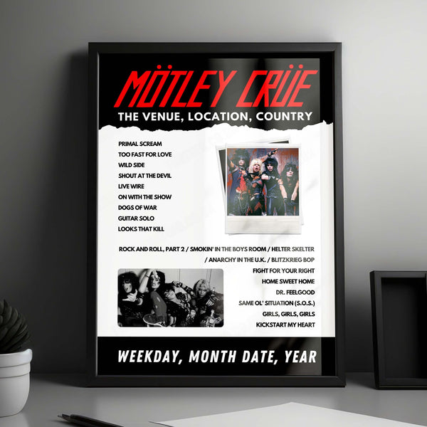 Mötley Crüe Setlist Poster - PNC Park, Pittsburgh, PA, USA - August 12th, 2022