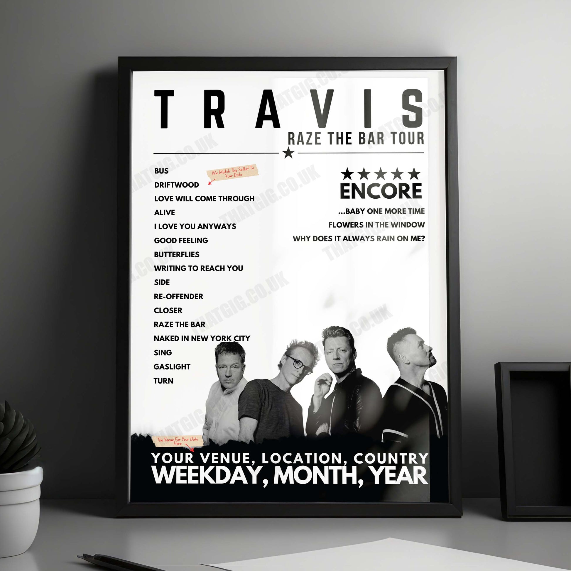 Travis Setlist Poster - O2 Academy Leeds - December 5th, 2024