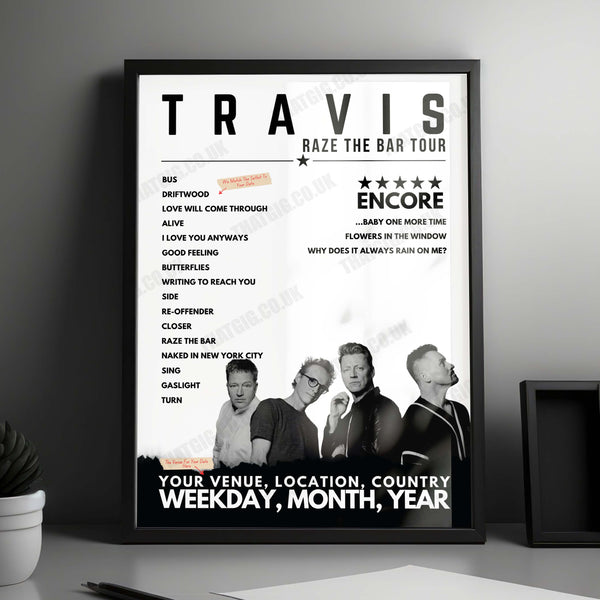 Travis Setlist Poster - O2 Shepherd's Bush Empire, London - December 13th, 2024