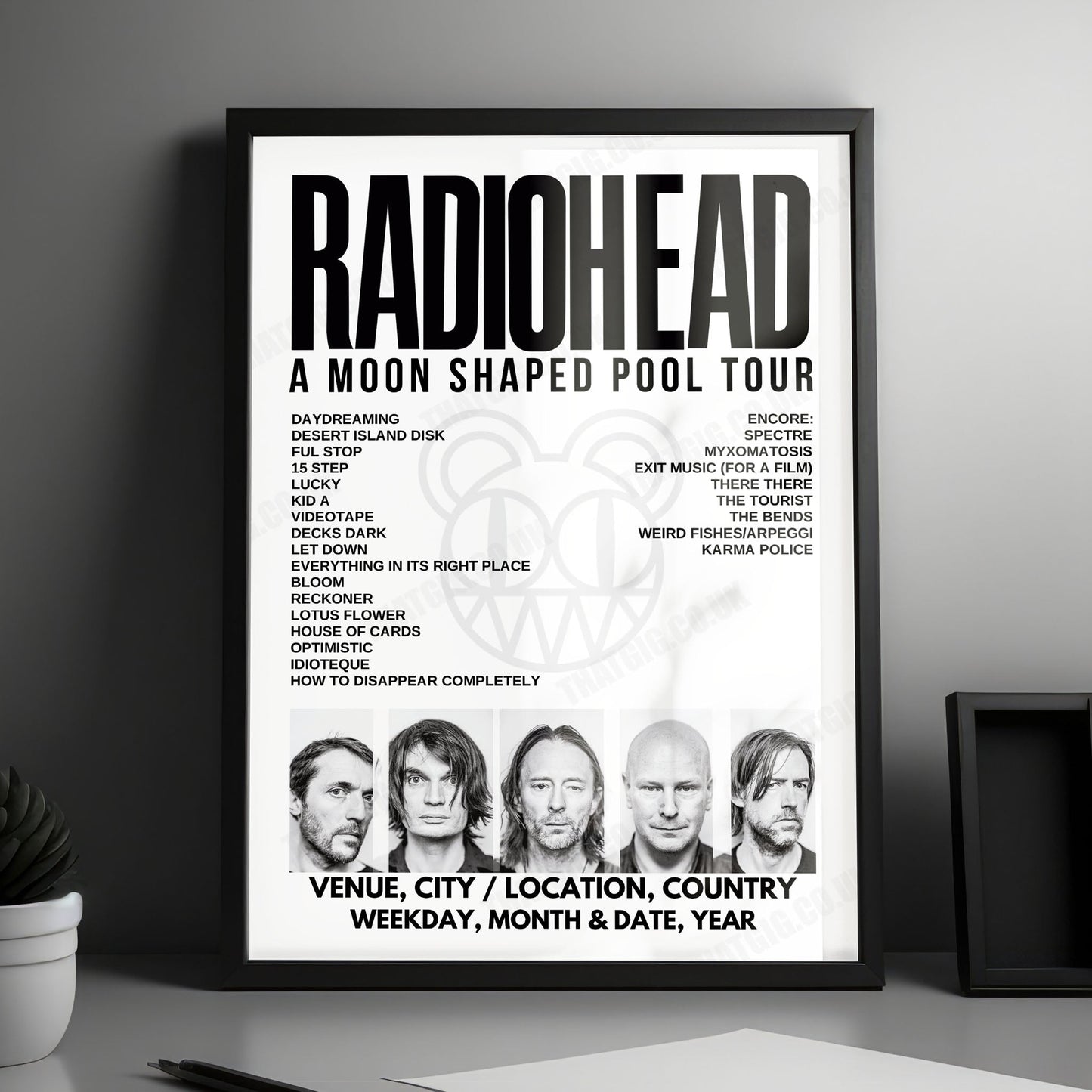 Radiohead Setlist Poster - Théâtre Antique de Fourvière, Lyon - June 1st, 2016