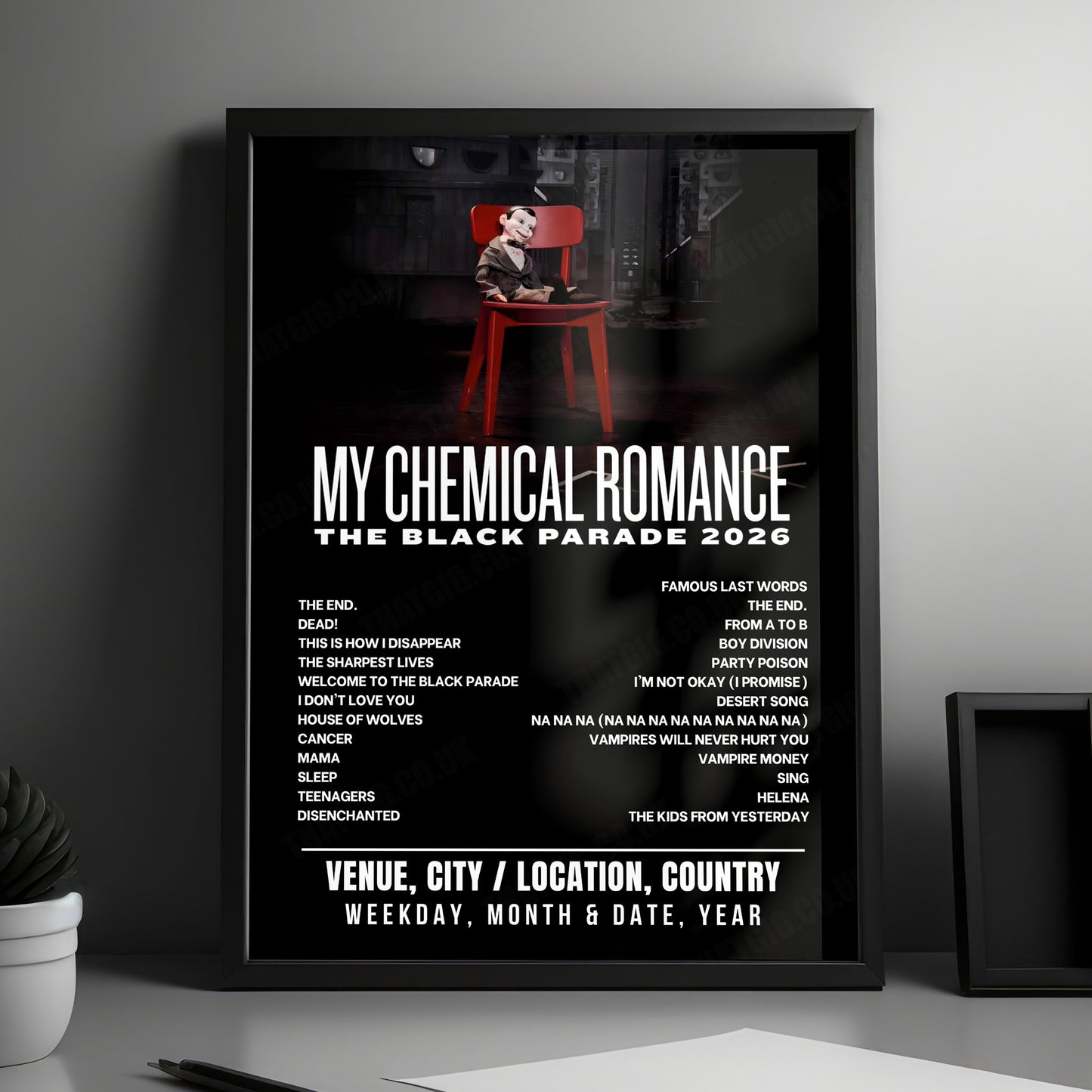My Chemical Romance Setlist Poster - Iberdrola Music, Madrid - July 18th, 2026