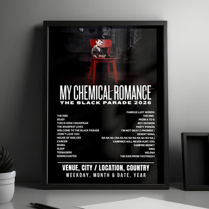 My Chemical Romance Setlist Poster - Iberdrola Music, Madrid - July 18th, 2026